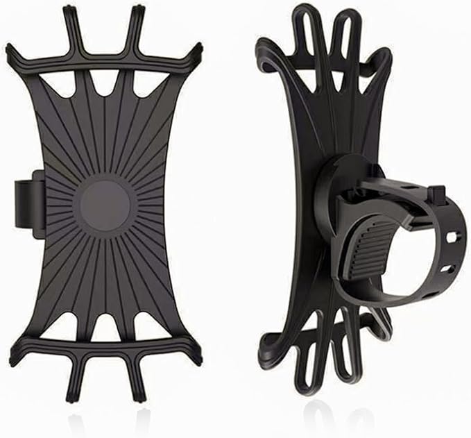 Bike Phone Mount Universal, 360°Rotation Silicone Bicycle Phone Holder Phone Holder for Bike Mount Compatible, for 4.7-6.9 Inches Phones, Easy Installation (2, Black)