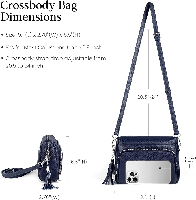befen Genuine Leather Crossbody Purses for Women Small Crossbody Bags Purse with Built in RFID Blocking Wallet