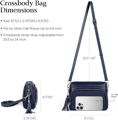 befen Genuine Leather Crossbody Purses for Women Small Crossbody Bags Purse with Built in RFID Blocking Wallet