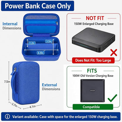 Laptop Power Bank Case for Anker 25000& Prime 27650，Blue | Organizes the Power Bank, Small Cables and 100W Charging Base; Larger 150W Charging Base Does Not Fit, Case Only