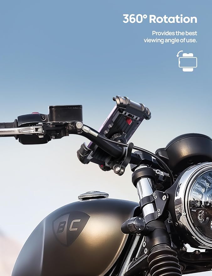 Lamicall Bike Phone Holder, Motorcycle Phone Mount - Motorcycle Handlebar Cell Phone Clamp, Scooter Phone Clip for iPhone 14 Plus/Pro Max, 13 Pro Max, S9, S10 and More 4.7" - 6.8" Smartphones, Red