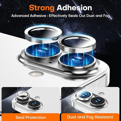 Camera Lens Protector for iPhone 17/16/16 Plus,Tempered Glass Metal Individual Camera Cover Screen[Anti-drop] Case Friendly- White