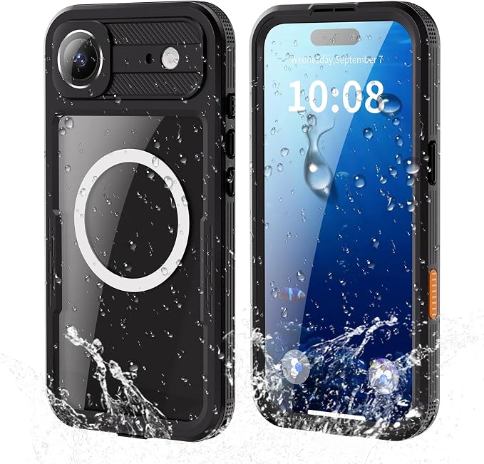 Guppy for iPhone 17 Air Magnetic Waterproof Case, Built-in Screen Protector [IP68 Waterproof][14FT Military Drop Proof] 360° Full Body Protection Dustproof Shockproof Heavy Duty Rugged Case, Black