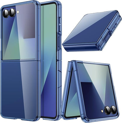 JETech Clear Case for Samsung Galaxy Z Flip 7, Blue Shadow | Crystal Clear Back, Hard PC Construction, Slim Fit, Shockproof Protection