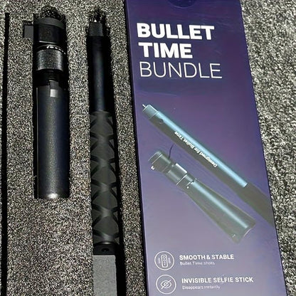 Bullet Time Handle Tripod Rotating Grip with Invisible Selfie Stick for Insta360 X5/X4, DJI OSMO Pocket 3, GoPro,1/4" Thread, 6 lbs Capacity, Compact Selfie Stick & Tabletop Tripod (47 inches)