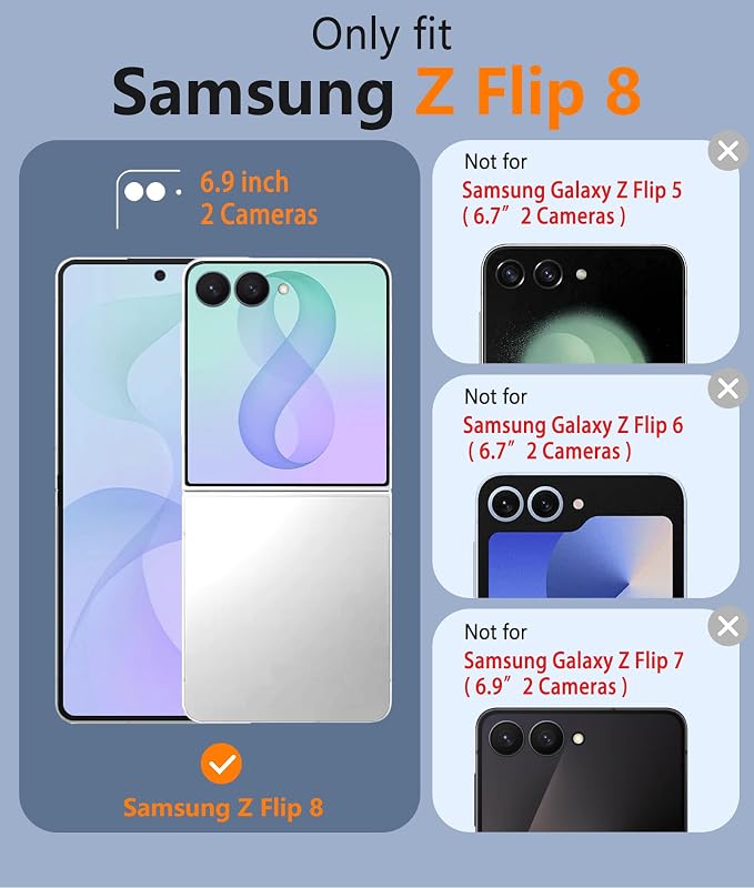 FNTCASE for Samsung Galaxy Z Flip 8 Case, Fit for Magsafe, Screen Protector | Hinge Protection, Translucent Matte, 18FT Military Grade Drop Proof, Protective Phone Cover, Light Light