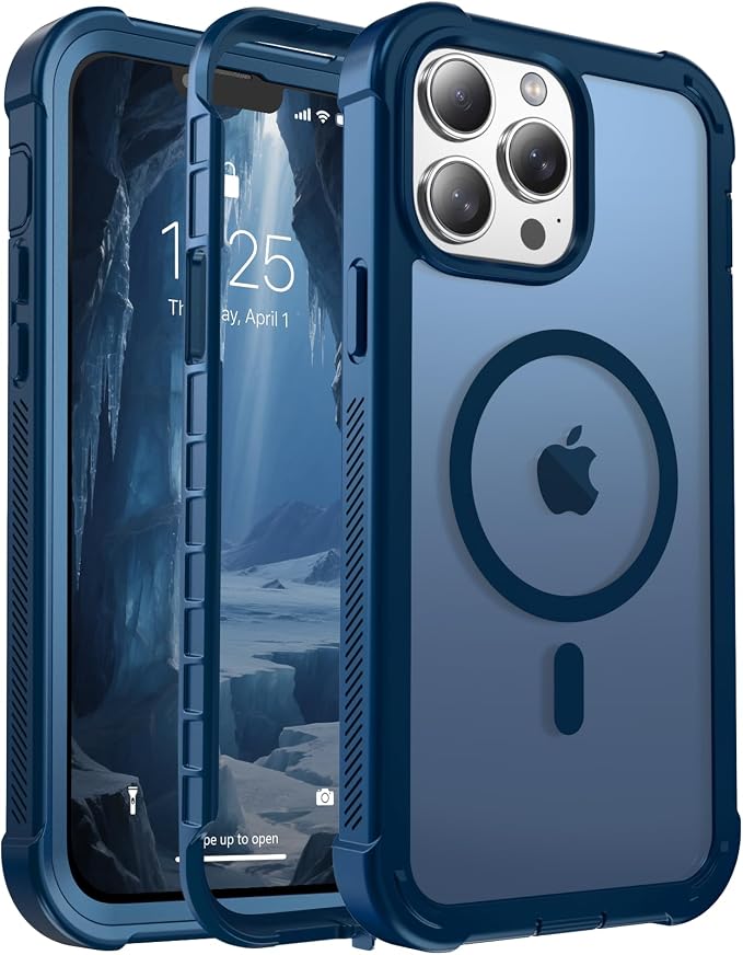 jaroco Magnetic for iPhone 13 Pro Max Case, [Compatible with MagSafe][Military Grade Drop Protection][Heavy Duty Protection][Non-Slip][Shockproof] 2-Layer Durable Bumper Phone Case 6.7''-Deep Blue