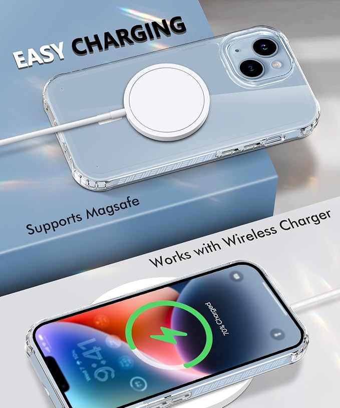 Compatible with iPhone 14 Plus Case Clear, Built-in Screen Protector, with Camera Lens Protector, [Compatible with MagSafe] Full Body Phone Case, Protective Cover for 14Plus 6.7" (Clear)