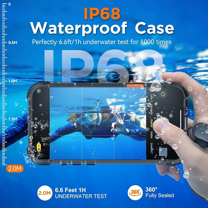 WIFORT for iPhone 17 Air Waterproof Case, [Fit for Magsafe] with Sapphire Lens & Screen Protector, IP68 Full Body 15FT Military Shockproof, Magnetic Frosted Phone Cover with Lanyard, 6.5" Black