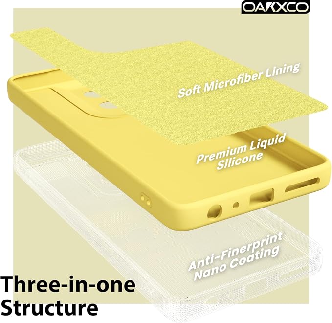 oakxco for Motorola Moto G Power 2025 Case Liquid Silicone, Cute Thin Slim Grip Soft Rubber Gel for Women Men, Smooth Matte TPU Plain Solid Color Girly Simple Case with Camera Cover, Yellow
