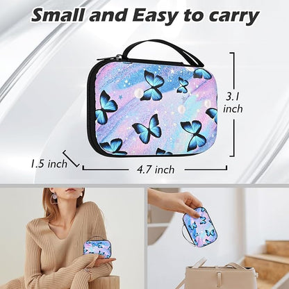 Phone Charger Case Storage Set with Cute Butterfly Cable Protector with Carrying Cable Case Bag,Cord Organizer, USB Earphone Wire Saver Organizer Charger Protector for iPhone (Colourful Butterfly)