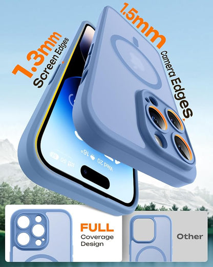 TOCOL for Phone 14 Pro Case, Compatible with Magsafe Charger, Full Camera Protection, Drop Protection, Translucent Matte Phone Case for iPhone 14 Pro 6.1 inch (Light Blue)