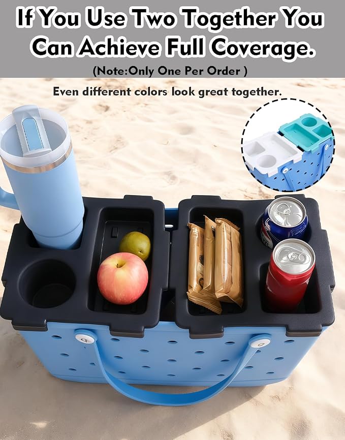 Top Cup Phone Holder Tray Storage Lid for Stanley Compatible with Bogg Bag XL Cover, Cup Organizer Holder Waterproof Silicone Multifunctional Storage Box for Outdoor Beath Camping Travel (Black, L)