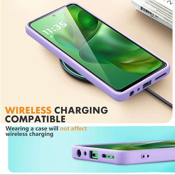 Case for Motorola Moto G Power (2025), 2 Pack Tempered Glass Screen Protectors, Soft TPU Silicone Shockproof Case-Light Lilac