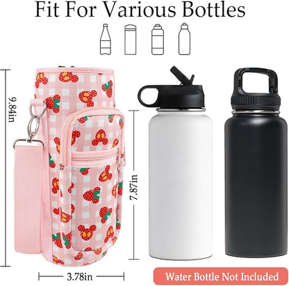 Water Bottle Carrier Bag 25oz/32oz Water Bottle Pouch Holder Adjustable Shoulder Strap Neoprene Water Bottle Sling Bag with Phone Pocket Insulated Tumbler Accessories for Walking