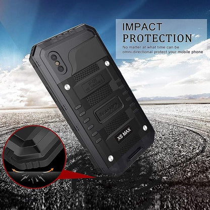 Beasyjoy for iPhone Xs Max Case Waterproof Metal Heavy Duty Strong Durable Cover Built-in Screen Full Body Protective Shockproof Tough Rugged Hybrid Military Grade Defender for Outdoor-Black