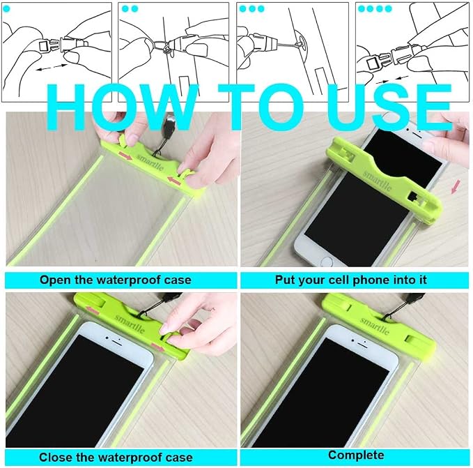 Waterproof Phone Pouch, Universal Waterproof Phone Case, Dry Bag Outdoor Beach Bag for iPhone 15 14 13 12 11 Pro Max XR SE XS 8 7 6S Plus, Galaxy Other Phones Up to 6.9''-4 Pack