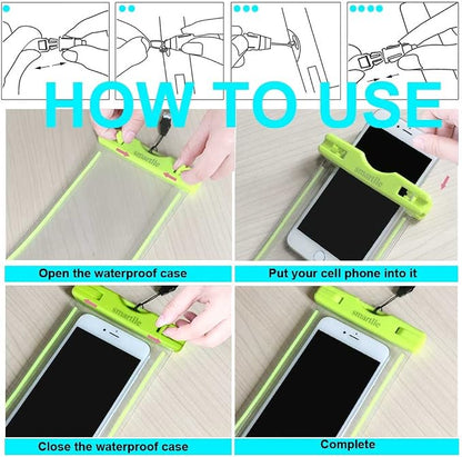 Waterproof Phone Pouch, Universal Waterproof Phone Case, Dry Bag Outdoor Beach Bag for iPhone 15 14 13 12 11 Pro Max XR SE XS 8 7 6S Plus, Galaxy Other Phones Up to 6.9''-4 Pack