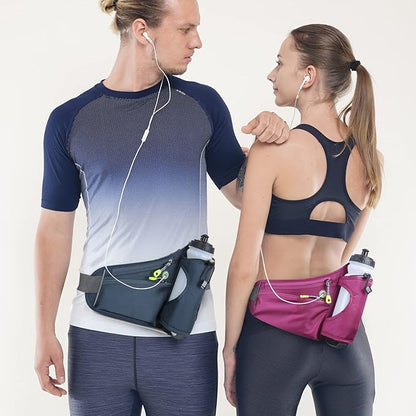 HOTEMIA Fanny Pack with Water Bottle Holder, Hydration Running Belt for Men Women Adjustable Strap Waist Bag Suitable for Hiking Running Walking Jogging Camping (Bottle Not Included) (Dark Grey)