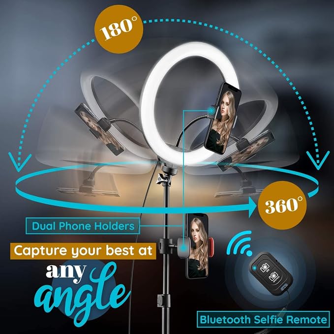 GearLight 12" LED Ring Light Stand and Phone Holder - Selfie Light Tripod w/Adjustable Height and Lighting Modes for TikTok, YouTube, Zoom, Video Recording, Computer, Makeup & Photography