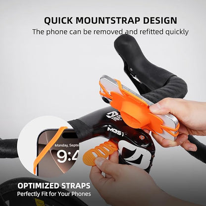 Bike Phone Mount for Handlebar – Scratch-Free Silicone Holder with Anti-Slip Grip, Universal Cycling Phone Stand Compatible with iPhone/Samsung (4.0"-7.2"),Horizontal & Vertical Installation