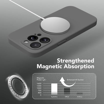 Magnetic for iPhone 13 Pro Max Case, Compatible with MagSafe, [Full Camera Protection][Screen Protector] Silicone Shockproof Protective Phone Case for iPhone 13 Pro Max 6.7", Dark Gray