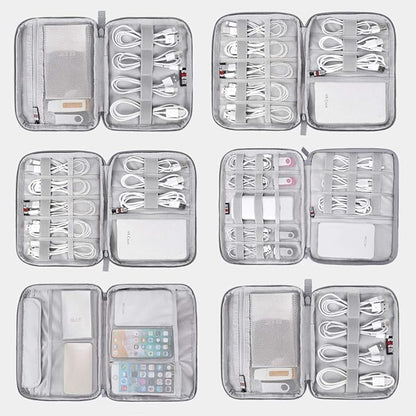 Electronics Organizer, Jelly Comb Electronic Accessories Case Portable Double Layer Cable Storage Bag for Cell Phone, Data Line, Power Bank, USB Flash Drive and More (Gray, Single Layer/Mini)