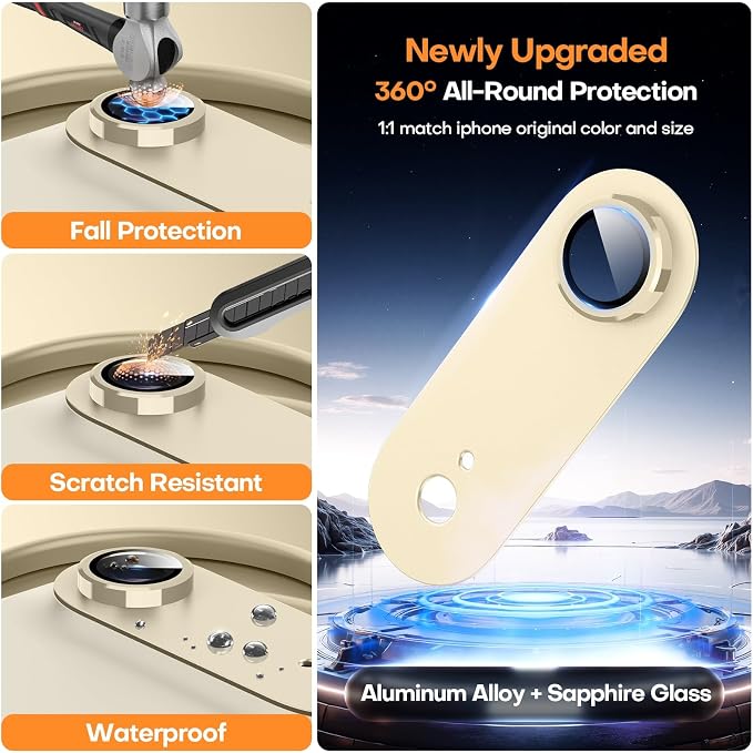 Jeluse Compatible with iPhone Air Camera Lens Protector, Strong Adhesion Full Coverage Metal Aluminum Alloy Ultra Clarity Tempered Glass Camera Screen Protector