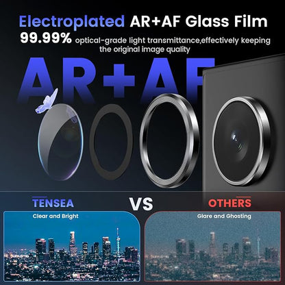 Tensea (3+2PCS for Samsung Galaxy S24 Ultra 5G Camera Lens Protector, 9H Tempered Glass Camera Cover Screen Protector Metal Individual Ring for S24 Ultra 5G 2024 [Installation Tray][Case Friendly]