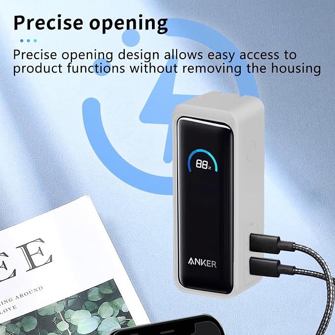NOUKAJU Case for Anker Prime Power Bank 9600mAh 65W Output Silicone Protective Cover, Drop-Proof,Scratch-Proof,Shock-Proof,Protective Case for Anker Prime Power Bank 9600mAh(White)