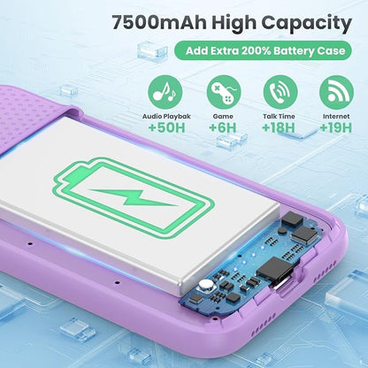 Battery Case for iPhone 11/XR, 7500mAh Ultra-Slim Portable Charging Case Rechargeable Protective Battery Pack for iPhone 11 and iPhone XR External Charger Case 6.1 Inch-Purple