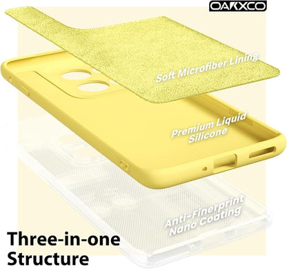 oakxco for Motorola Moto Edge 2025 Phone Case Liquid Silicone, Thin Slim Soft Rubber Gel TPU Plain Protective Simple Cover for Women Girl Cute, Matte Solid Color Aesthetic, Yellow