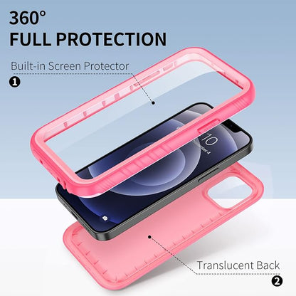 SPORTLINK Compatible with iPhone 12 Pro Max Waterproof Case - Built in Screen Protector Full Body Shockproof Dustproof IP68 Waterproof Case for iPhone 12 Pro Max 6.7 Inch Pink