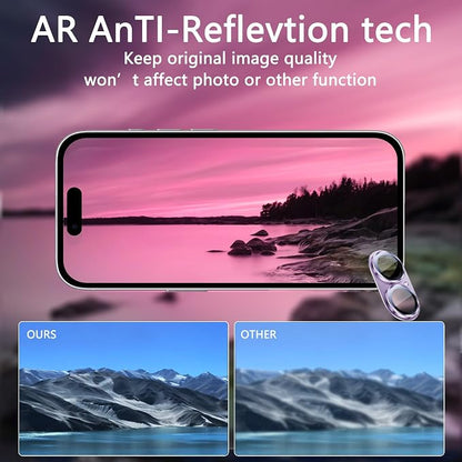 2 Pack Camera Lens Protector for iPhone 17,Metal AR Tempered Glass Rear Camera Screen Cover,Anti-Scratch,Strong Adsorption,Case Friendly, Easy to Install-Light Purple