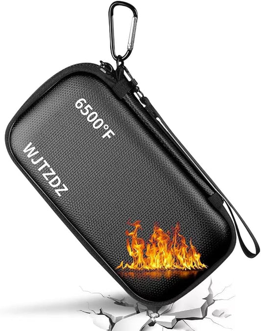 6500°F Hard Fire-Resistant Power Bank Case,Waterproof Electronic Organizer Travel Bag,Shockproof EVA Carrying Case for Cell Phones/Earbuds,Travel Gadgets for Cables,SD Memory Card,Camera Chips