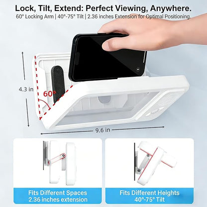 Bluetooth Shower Phone Holder with Speaker, Upgraded Water Proof Phone Holder for Shower,Adjustable Waterproof Box Speaker,Hands-Free Music&Video,360° Rotation,Fixed Mount for Bathroom (2, Bluetooth)