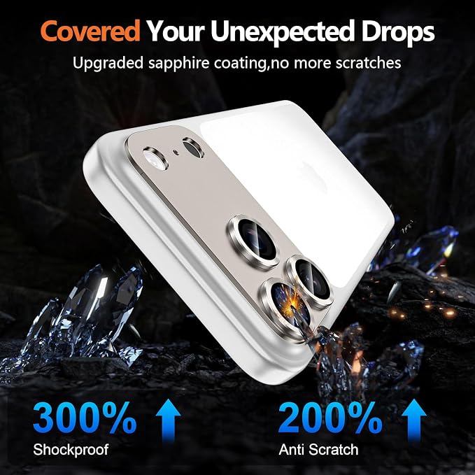 for iPhone 17 Pro Camera Lens Protector, [Military Grade Shatterproof] [Strong Adsorption] [Case Friendly] Full Coverage Metal Aluminum Alloy 9H Tempered Glass Camera Screen Cover, Gray