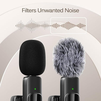Professional Wireless Lavalier Lapel Microphone for iPhone, Mini Video Recording Mic for Interview Video Podcast Vlog YouTube & Livestream, Noise Reduction, Plug & Play (Lightning Port)