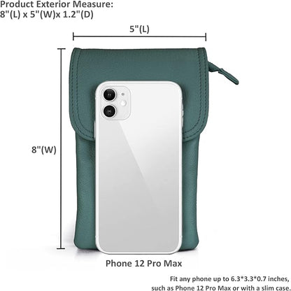 befen Genuine Leather Small Crossbody Bags for Women Cell Phone Bag Cross Body Purses,Silver Zipper