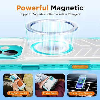 WIFORT for iPhone 16 Waterproof Case, [IP68 Underwater] [Blue Light Filter Lens] [15FT Military Shockproof], Fit for Magsafe Full Body Magnetic Frosted Phone Case with Lanyard, 6.1" Teal