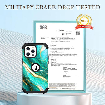 Hocase for iPhone 14 Pro Max Case, Heavy Duty Shockproof Protection Soft Silicone Rubber+Hard Plastic Bumpers Hybrid Protective Case for iPhone 14 Pro Max 2022 - Emerald Green