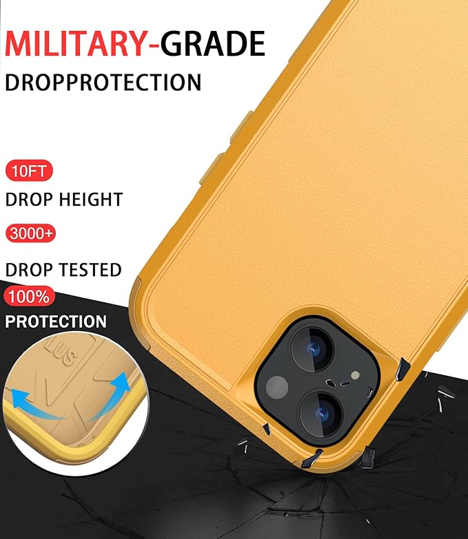 Diverbox for iPhone 13 Case [Shockproof] [Dropproof] [Dust-Proof],Heavy Duty Protection Phone Case Cover for Apple iPhone 13 (Yellow)