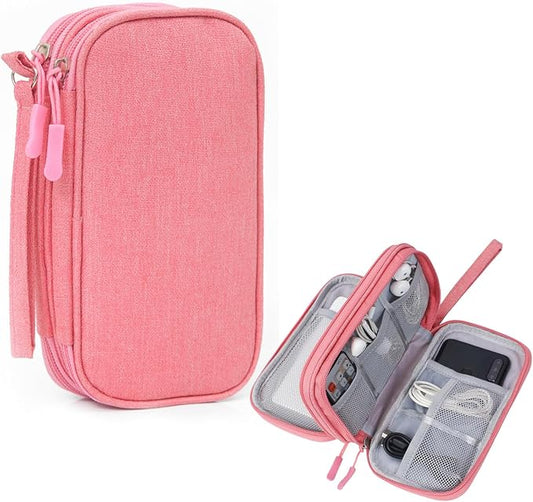Electronic Organizer Travel Case Water Resistant Cord Pouches for Organization,Cable Organizer,All-in-One Double Layers Storage Bag for Accessories,Charger, Cable