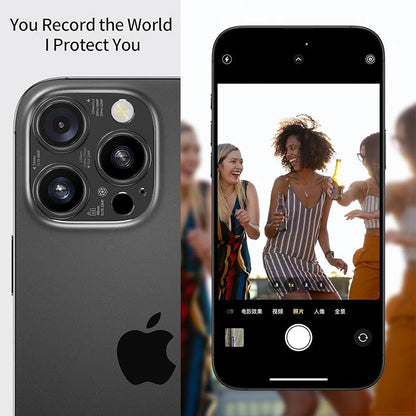 2025 Upgraded 2 PACK for iPhone 14/15/16 Pro & Pro Max Camera Lens Protector (No Glass Lens Coverage), Metal Cover with Engraved Camera Parameters- Black
