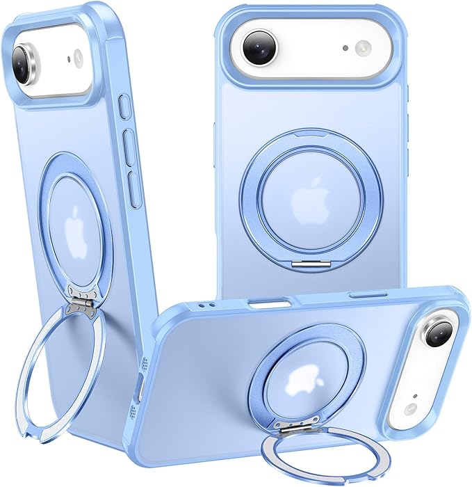 360° Magnetic Swivel Ring for iPhone 17 air case, Built-in Metal Stand and Ring Holder, Magsafe Compatible, Military Grade Protection, Shockproof - Light Blue
