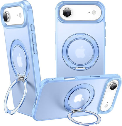 360° Magnetic Swivel Ring for iPhone 17 air case, Built-in Metal Stand and Ring Holder, Magsafe Compatible, Military Grade Protection, Shockproof - Light Blue