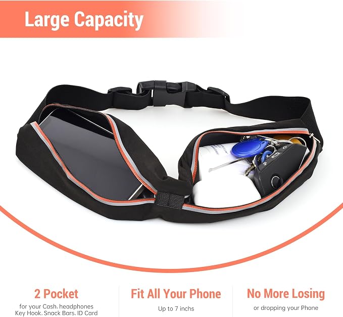 JUMAHE Slim Running Belts for Women Men - Running Phone Holder Fanny Pack for Key, Accessories Fits ALL Cell Phones, Orange