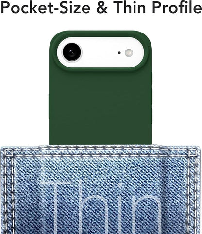 for iPhone 17 Air Case Silicone Compatible with Magsafe Case, Ultra Slim Thin Magnetic Phone Cases Mag Safe, Cute Soft Rubber Gel TPU Matte Plain Wireless Charging Cover for Women, Dark Green