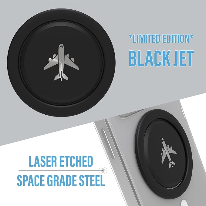 Tango Ultra Thin Grip for MagSafe: One Hand Open, Stand, 10x Expandable, Space Grade Steel, Removable for Wireless Charging. Half The Thickness, Twice The Fidget - Limited Edition: Black Jet