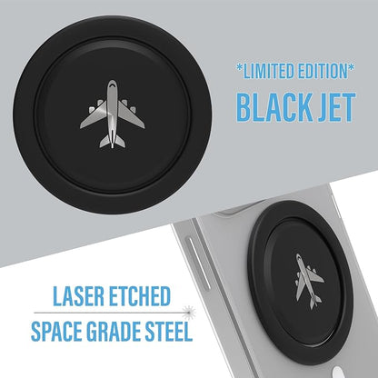 Tango Ultra Thin Grip for MagSafe: One Hand Open, Stand, 10x Expandable, Space Grade Steel, Removable for Wireless Charging. Half The Thickness, Twice The Fidget - Limited Edition: Black Jet